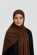 Hijab en lycra premium marron chocolat