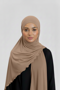 Hijab en lycra premium marron cappuccino