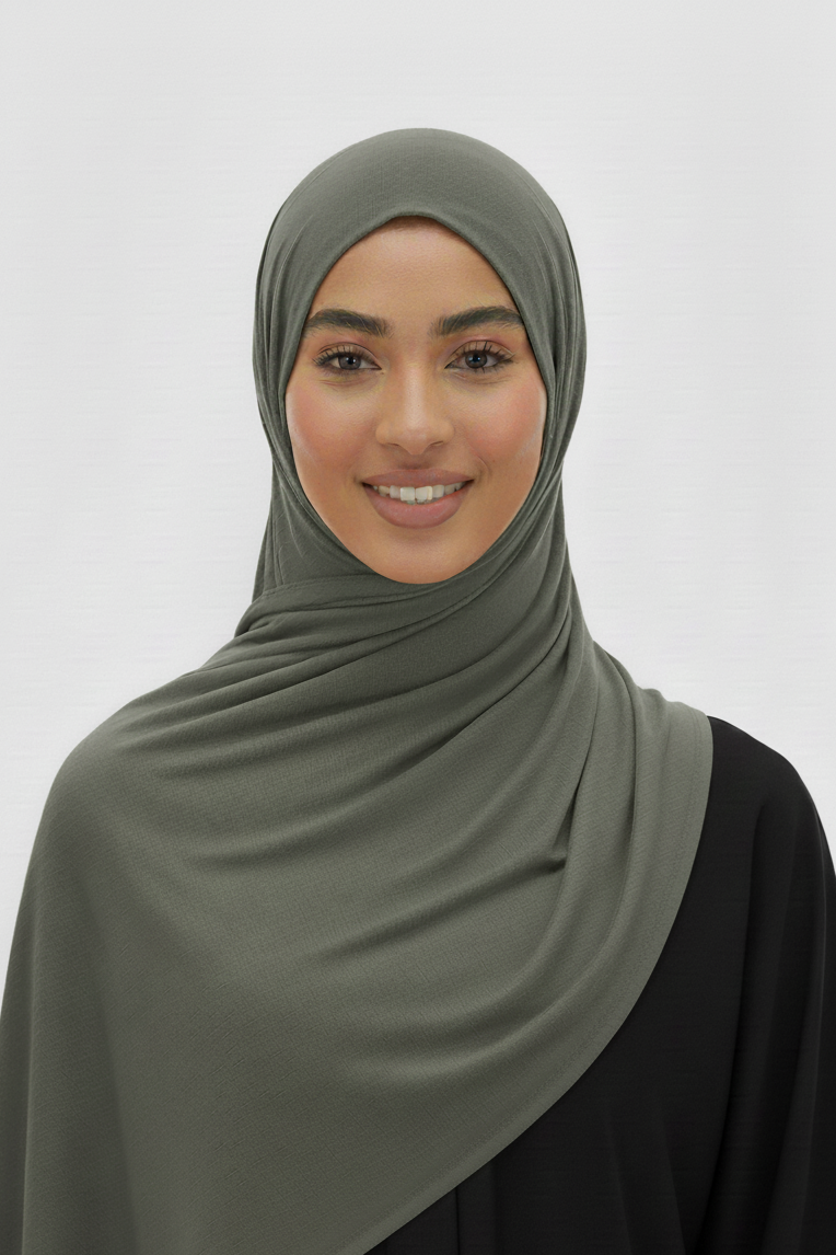 Hijab Jersey Premium Turquía Verde Oliva Pastel